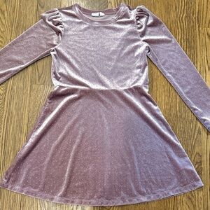 Gap Kids Girls' Sparkle Velvet Long-Sleeve Dress - Mauve Pink